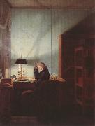 Georg Friedrich Kersting Man Reading by Lamplight (mk22) USA oil painting artist